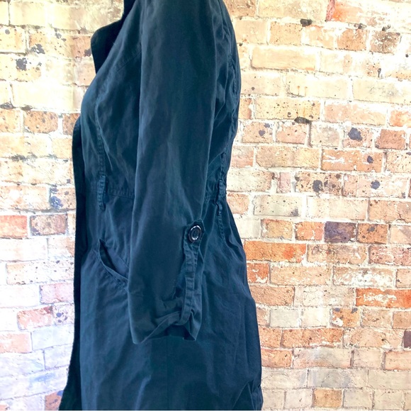 Miss LiLi Trench Coat Midi Black Sz Medium - Picture 5 of 14
